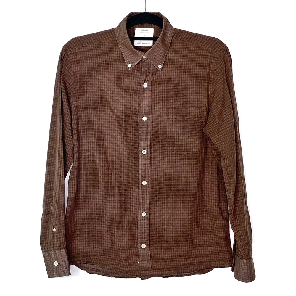 Billy Reid Heirloom Brown Tartan Plaid Dress Shirt